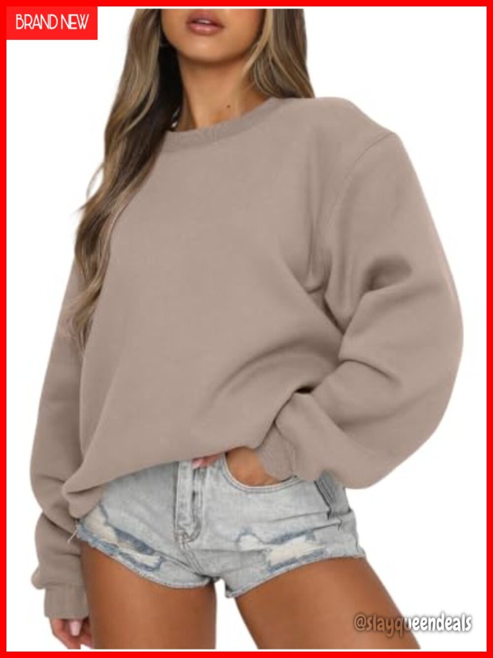 Oversized Crewneck Fleece Sweatshirt Y2K Pullover Women